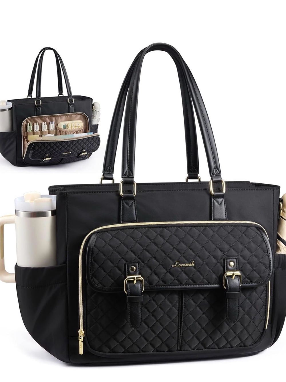 NWT LOVEVOOK Large Laptop Tote Bag / Work Bag - Black Nylon